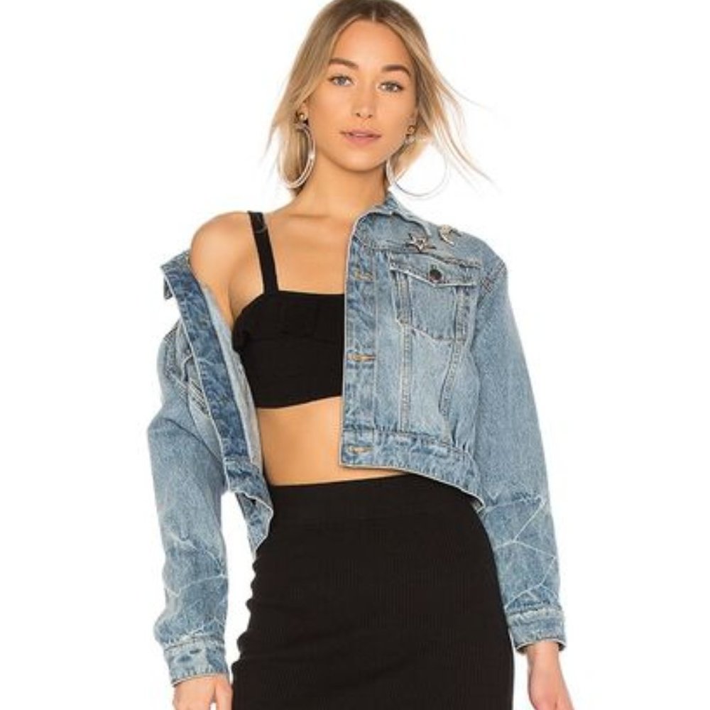 JOIE Redmondia Cropped Denim Jacket Sz L